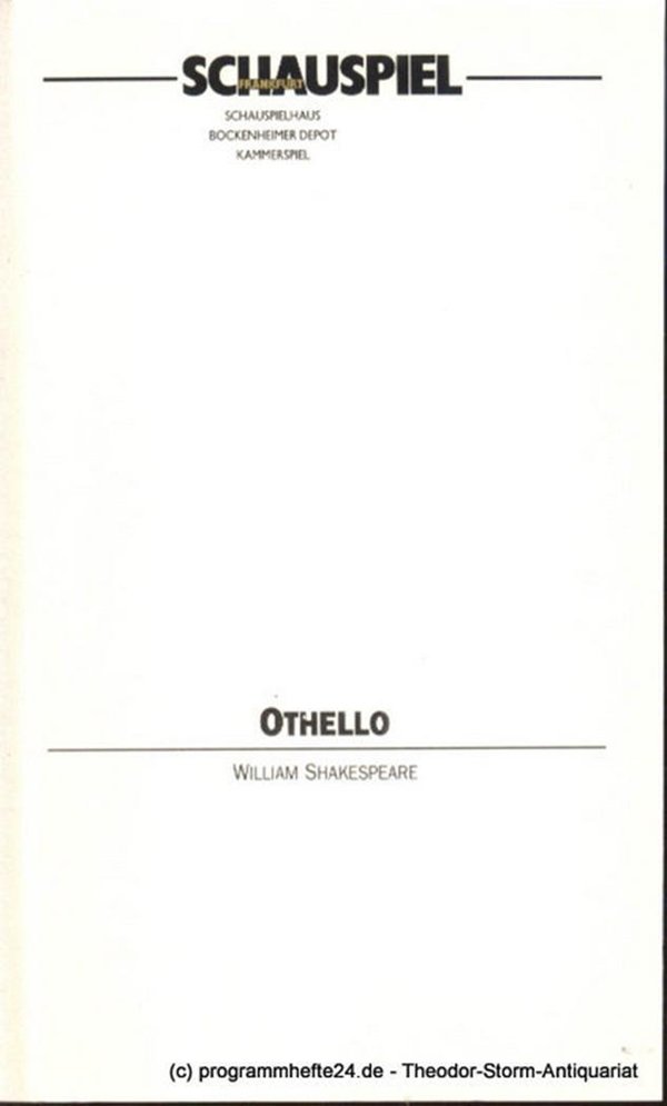 Programmheft Othello von William Shakespeare. 12.3.1993 Spielzeit 1992/93 Schaus