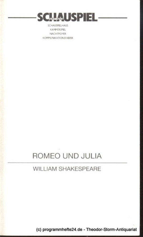 Programmheft Romeo und Julia von William Shakespeare. 23.9.1998 Spielzeit 1998/9