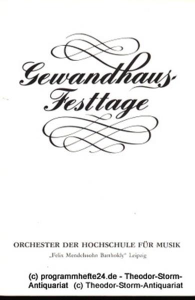 Programmheft Gewandhaus Festtage 1982. Junge Künstler International. Blätter des