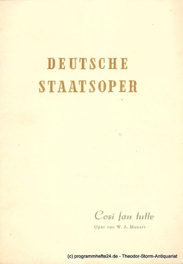 Programmheft Cosi fan tutte. Deutsche Staatsoper Berlin 1954