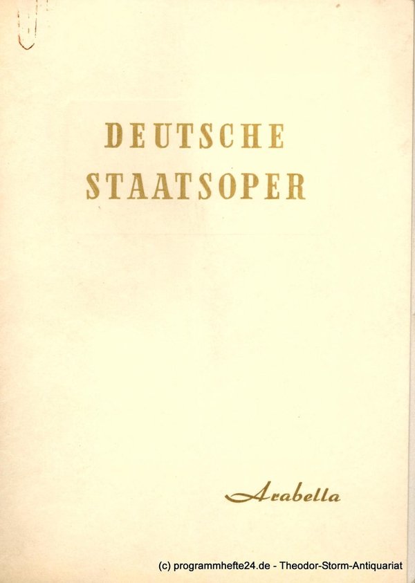 Programmheft Arabella. Deutsche Staatsoper Berlin 1951