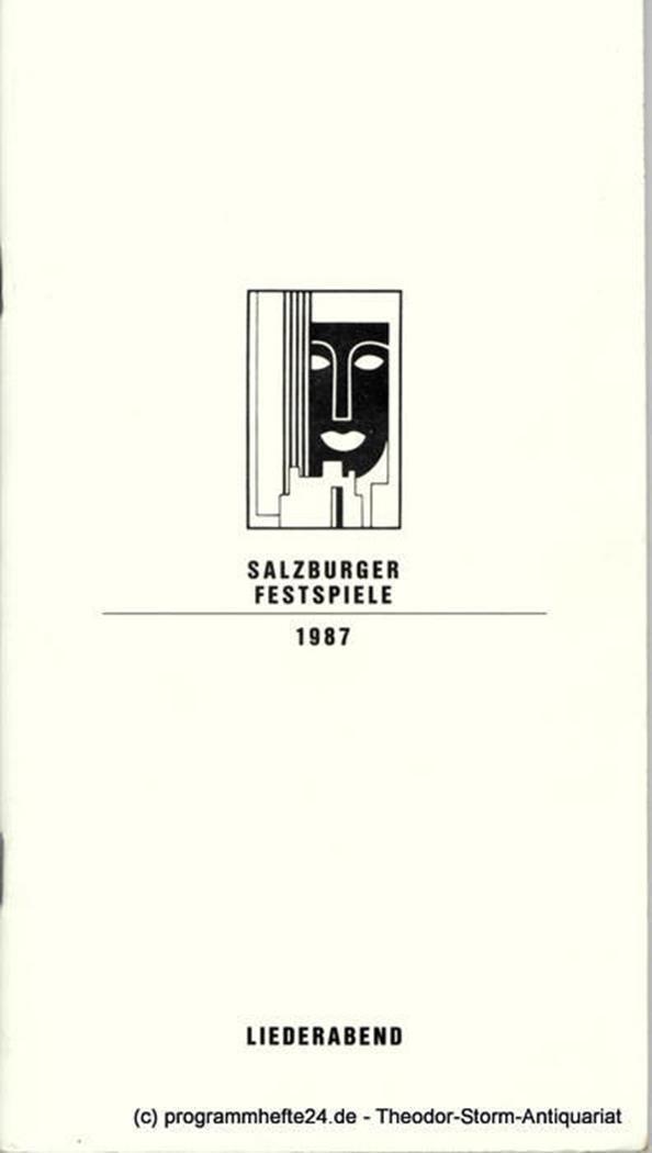 Programmheft Liederabend Salzburger Festspiele 1987 Hermann Prey
