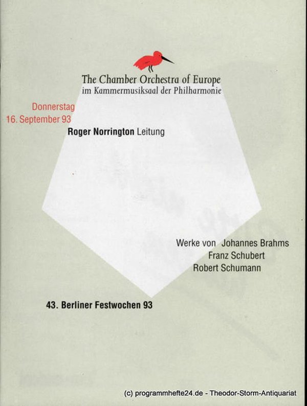 Programmheft 43. Berliner Festwochen 1993. 16. September 1993 im Kammermusiksaal