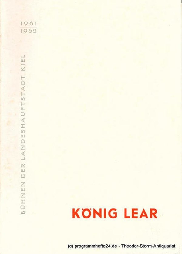 Programmheft König Lear. Kiel 1961