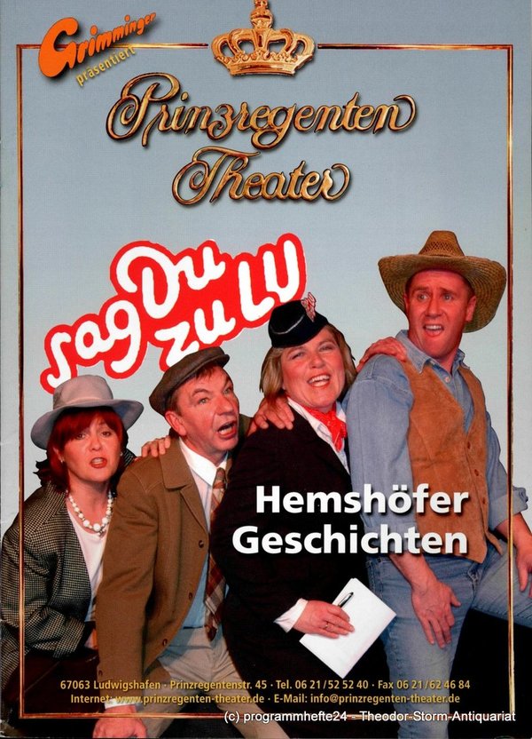 Programmheft Hemshöfer Geschichten Prinzregenten-Theater Ludwigshafen