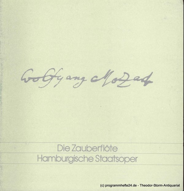 Programmheft Die Zauberflöte. Oper Hamburg, 1978