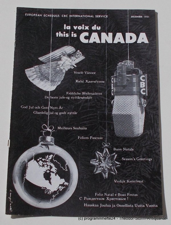 Programmheft This is Canada. La Voix du Canada DECEMBER 1951