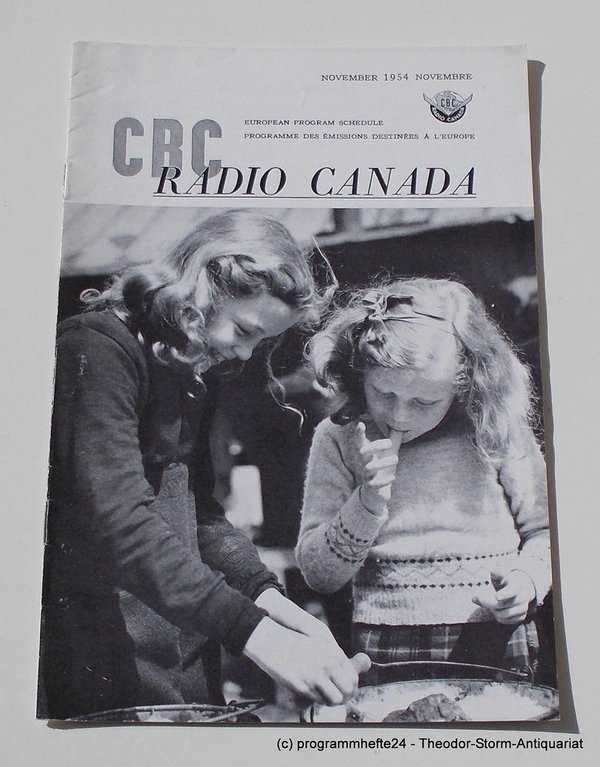 Programmheft CBC European Program Schedule RADIO CANADA NOVEMBER 1954