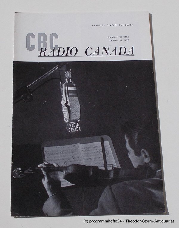 Programmheft CBC European Program Schedule RADIO CANADA JANUARY 1953