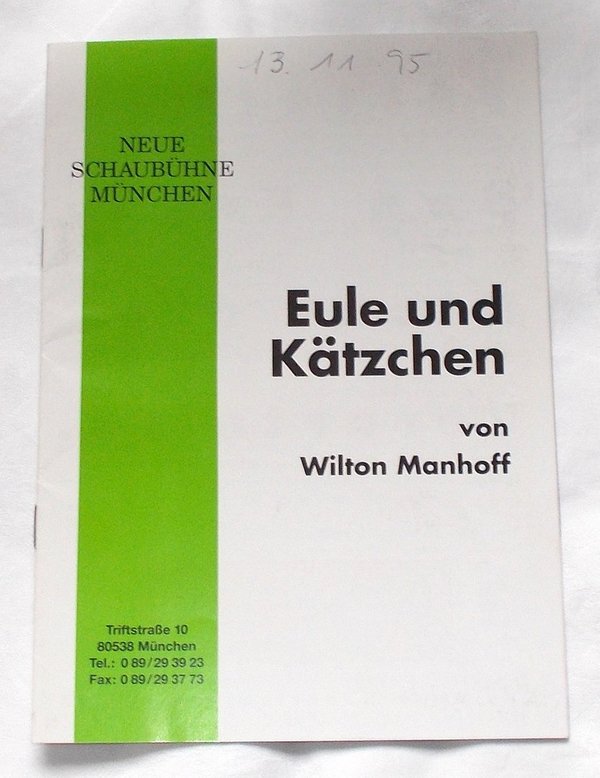 Programmheft Eule und Kätzchen. Neue Schaubühne München Horst Janson 1994