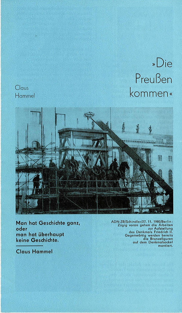 Programmheft Die Preußen kommen. Landesbühnen Sachsen 1984 - 260492