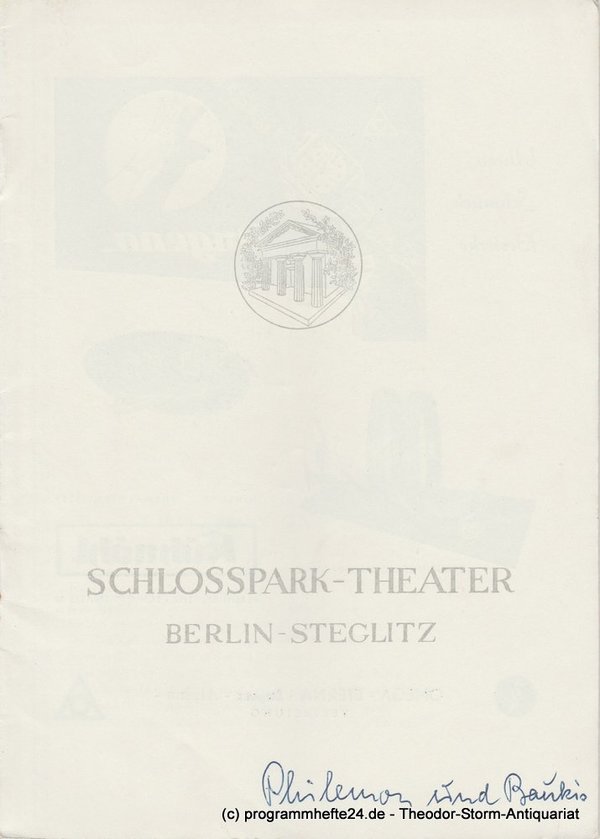 Programmheft Philemon und Baukis. Schlosspark – Theater Berlin 1956