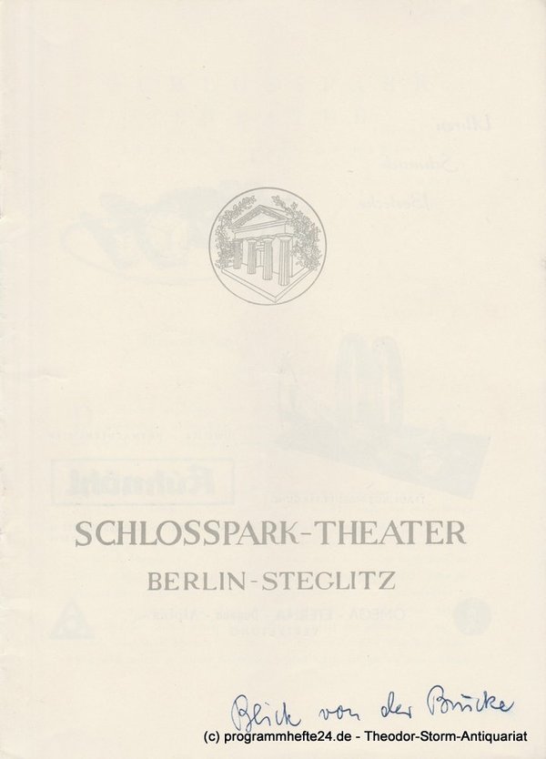 Programmheft Ein Blick von der Brücke. Schlosspark – Theater Berlin 1956