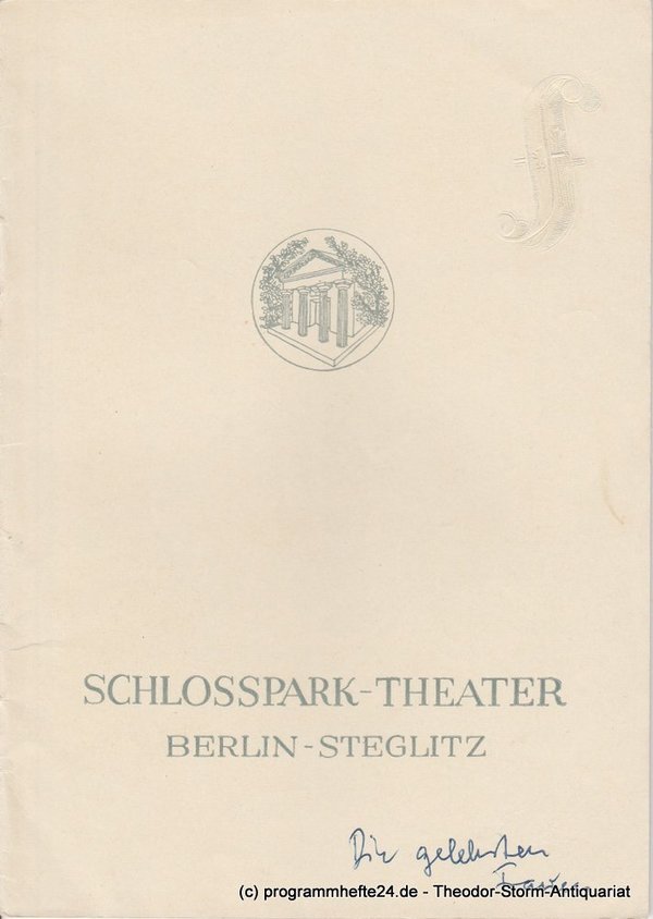 Programmheft Die gelehrten Frauen. Moliere. Schlosspark – Theater Berlin 1951
