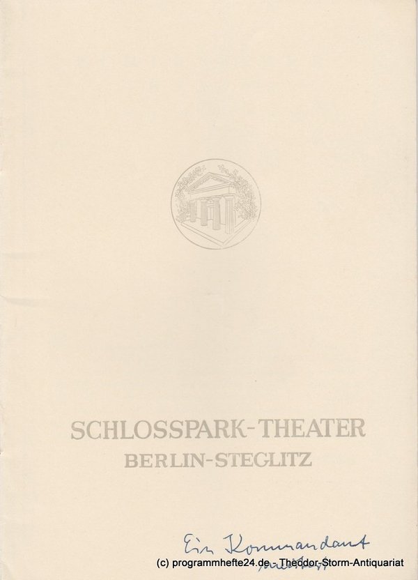 Programmheft Uraufführung Ein Kommandant meutert. Schlosspark – Theater 1953