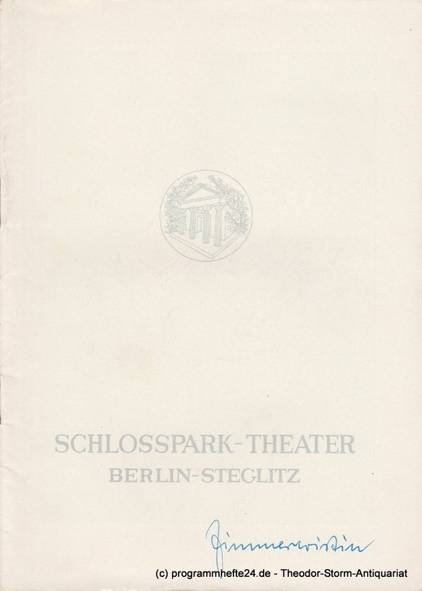 Programmheft Die Zimmerwirtin von Jacques Audiberti. Schlosspark – Theater 1965