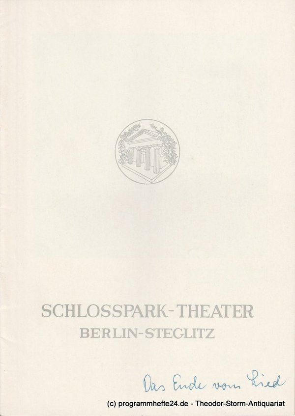 Programmheft Das Ende vom Lied. Drama von Willis Hall. Schlosspark Theater 1959