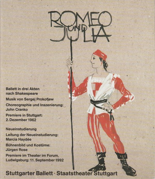 Programmheft ROMEO UND JULIA Stuttgarter Ballett 1992