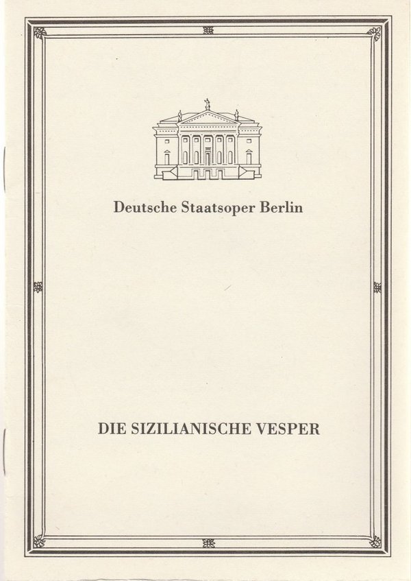 Programmheft Verdi DIE SIZILIANISCHE VESPER Deutsche Staatsoper Berlin 1986