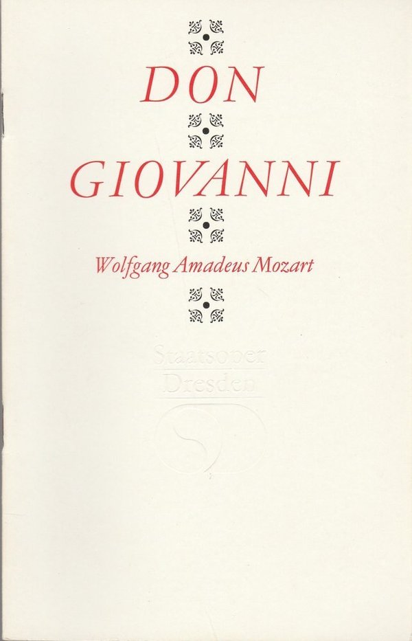 Programmheft Wolfgang Amadeus Mozart DON GIOVANNI  Semperoper 1986