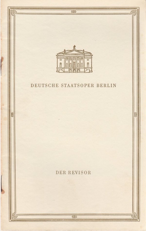 Programmheft Werner Egk DER REVISOR Deutsche Staatsoper Berlin 1959