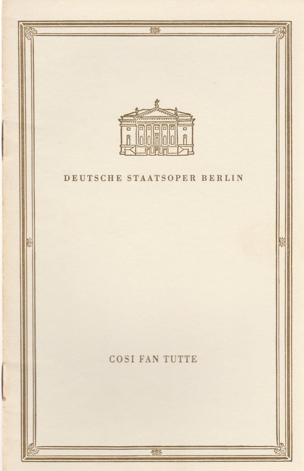 Programmheft Wolfgang Amadeus Mozart COSI FAN TUTTE Deutsche Staatsoper 1958