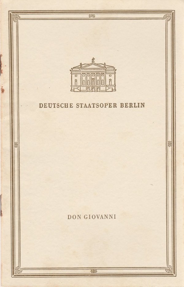 Programmheft  Wolfgang Amadeus Mozart DON GIOVANNI Deutsche Staatsoper 1958
