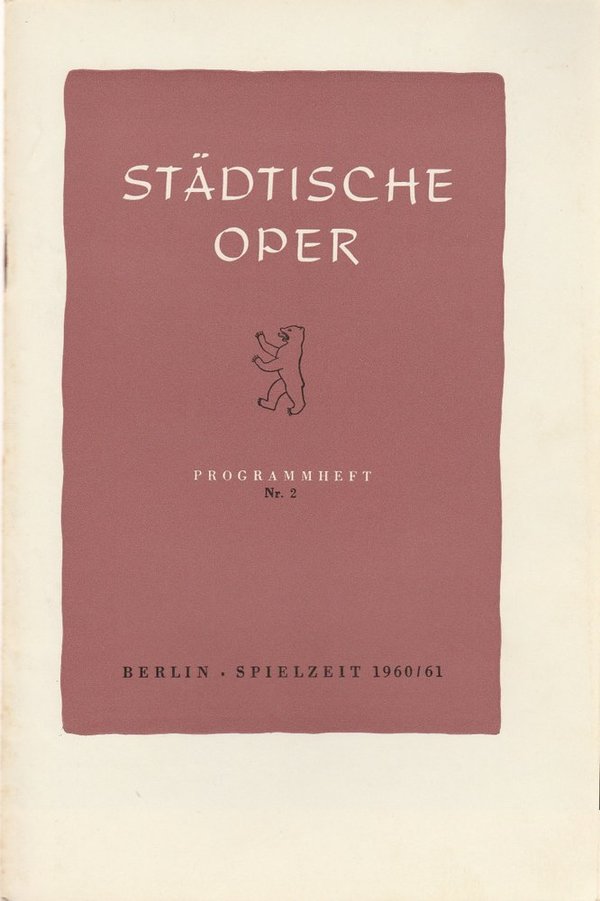 Programmheft Giuseppe Verdi RIGOLETTO Städtische Oper Berlin 1960