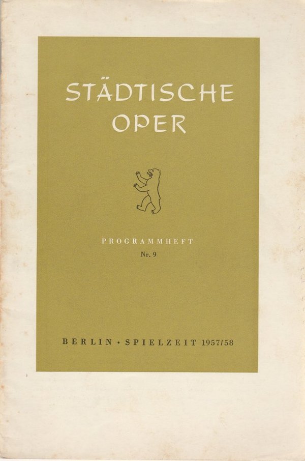 Programmheft Richard Wagner DER FLIEGENDE HOLLÄNDER Städtische Oper Berlin 1958