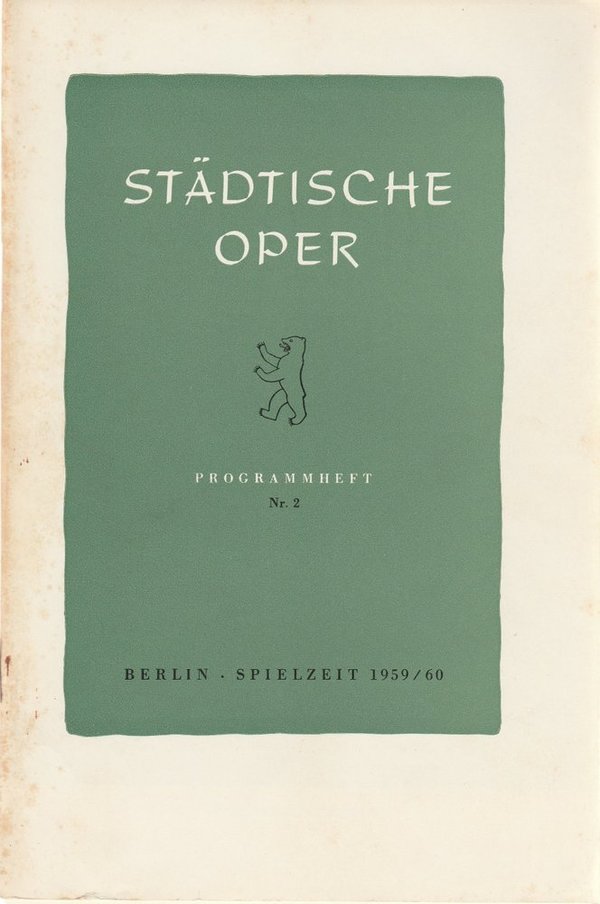 Programmheft Georg Friedrich Händel BELSAZAR Städtische Oper Berlin 1959