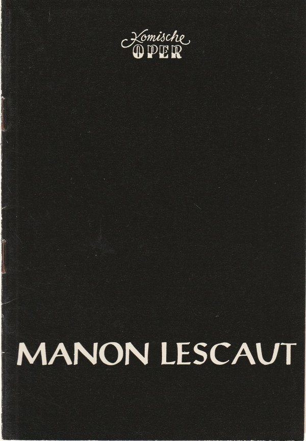 Programmheft Giacomo Puccini MANON LESCAUT Komische Oper Berlin 1958