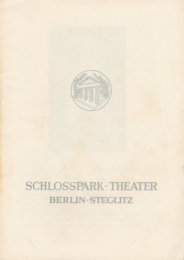 Programmheft  John Osborne DIE GLANZNUMMER Schloßpark-Theater 1958