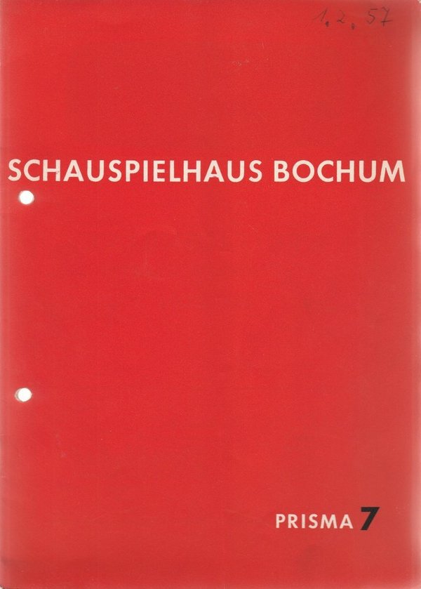 Programmheft William Shakespeare VIEL LÄRM UM NICHTS Schauspielhaus Bochum 1957