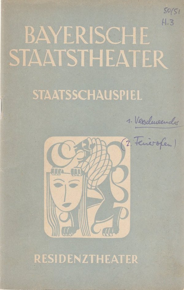 Programmheft Carl Zuckmayer GESANG IM FEUEROFEN Residenztheater 1951
