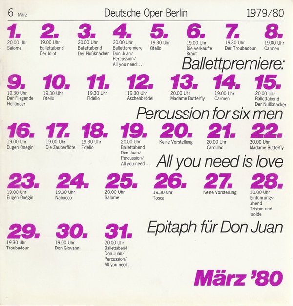 Deutsche Oper Berlin Spielzeit 1979 / 89 Heft 6 März