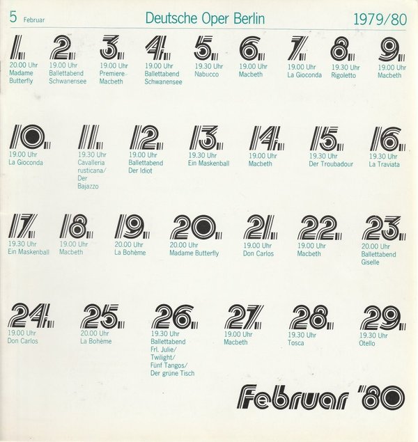 Deutsche Oper Berlin Spielzeit 1979 / 80 Heft 5 Februar