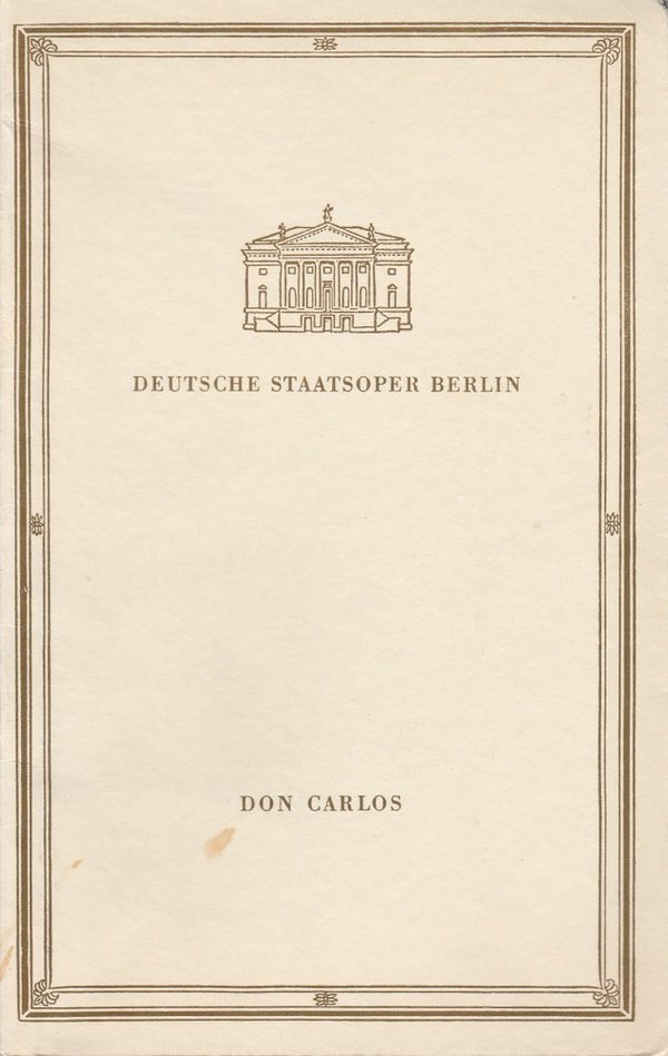 Programmheft Giuseppe Verdi DON CARLOS Deutsche Staatsoper Berlin 1963
