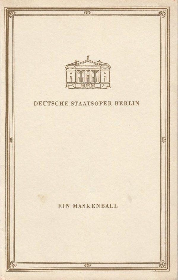 Programmheft Giuseppe Verdi EIN MASKENBALL Deutsche Staatsoper Berlin 1962