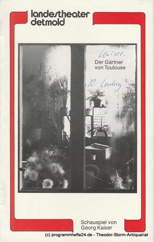 Programmheft Der Gärtner von Toulouse Landestheater Detmold 1983