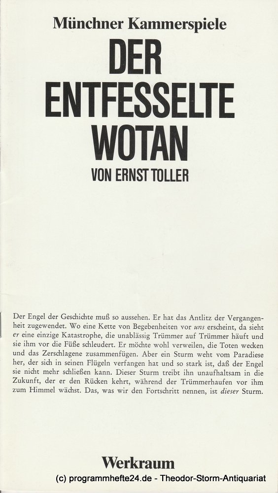 Programmheft Der entfesselte Wotan. Münchner Kammerspiele 1984