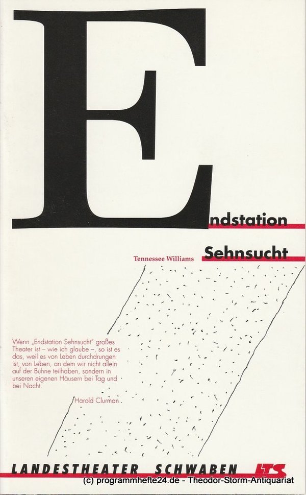 Programmheft Endstation Sehnsucht Landestheater Schwaben 1990