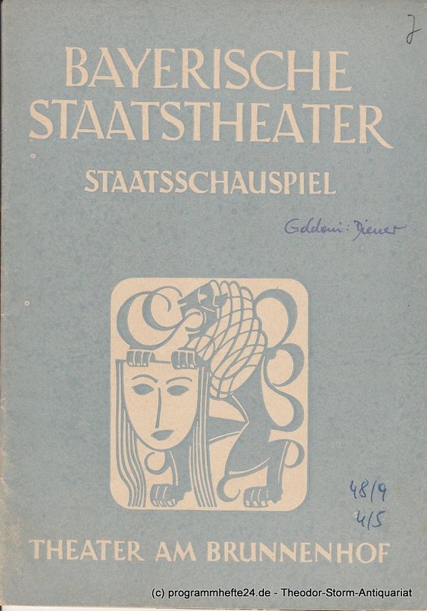 Programmheft Neuinszenierung Diener zweier Herren Theater am Brunnenhof 1948