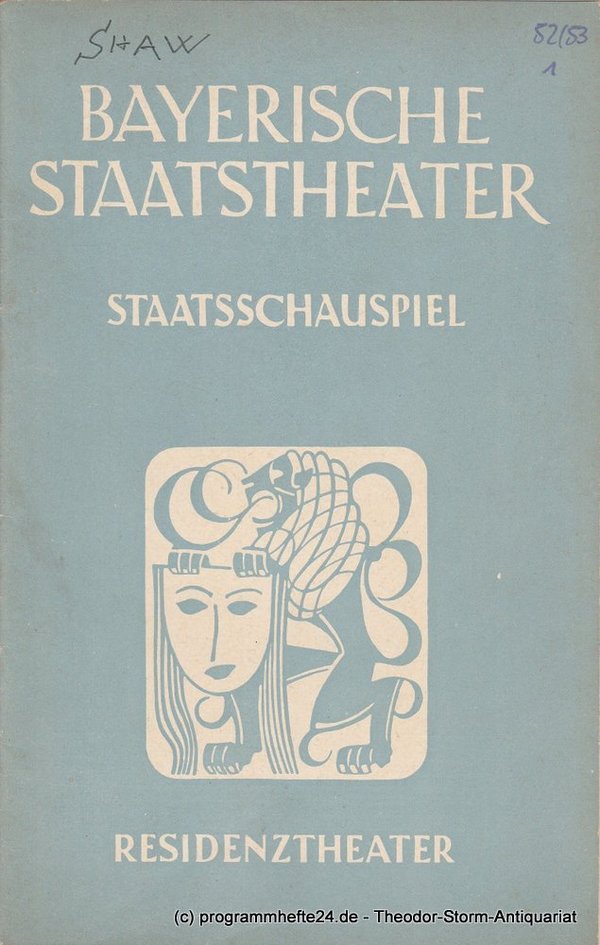 Programmheft Die heilige Johanna / Cäsar und Cleopatra Residenztheater 1952