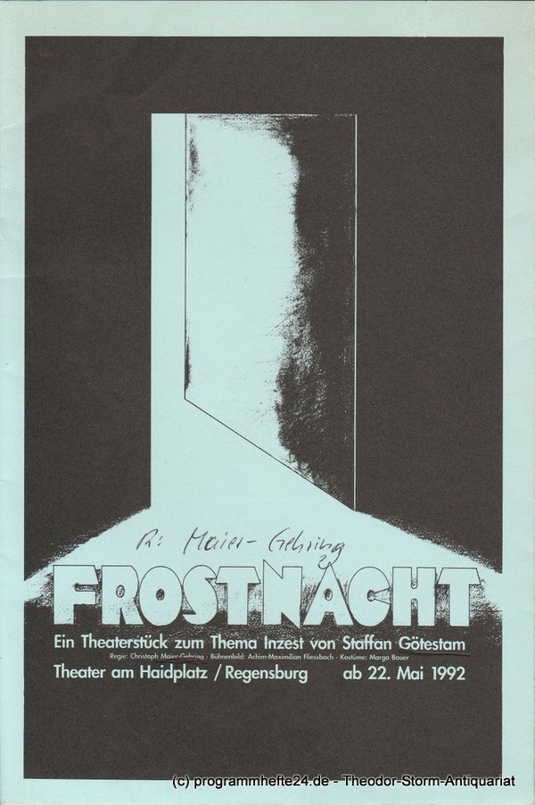 Programmheft FROSTNACHT von Staffan Götestam. Regensburg 1992