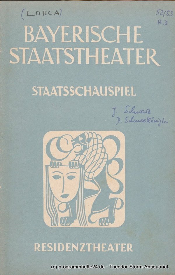 Programmheft Die Schneekönigin / Bernarda Albas Haus. Residenztheater 1952