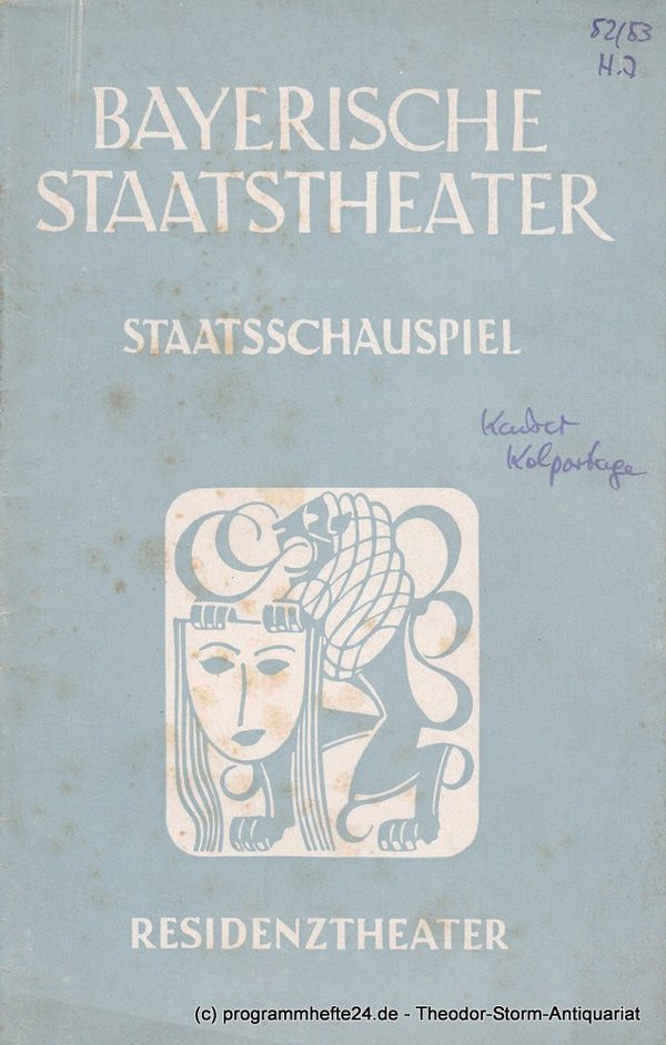 Programmheft KOLPORTAGE. Komödie von Georg Kaiser Residenztheater 1953