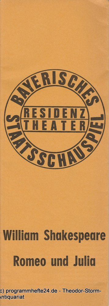 Programmheft ROMEO UND JULIA von William Shakespeare Residenztheater 1973