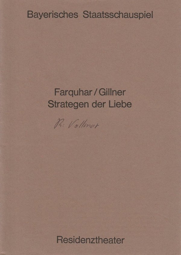 Programmheft Strategien der Liebe. Bayerisches Staatsschauspiel 1972