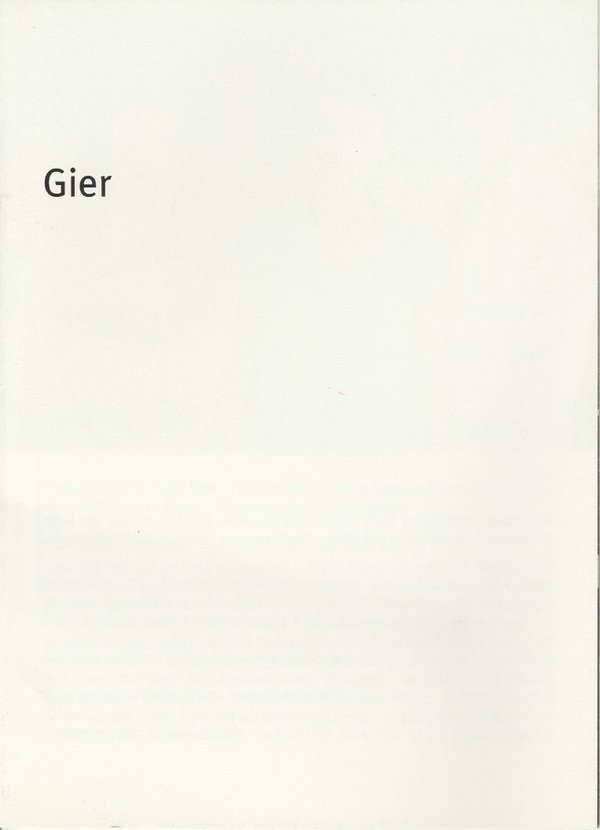 Programmheft GIER von Sarah Kane Bayerisches Staatsschauspiel 2005