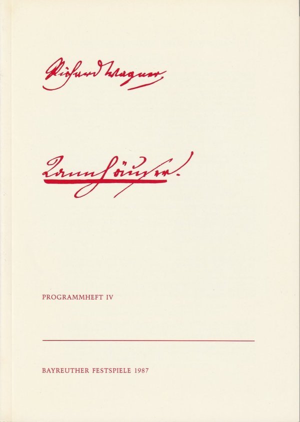 Programmheft IV TANNHÄUSER von Richard Wagner Bayreuther Festspiele 1987